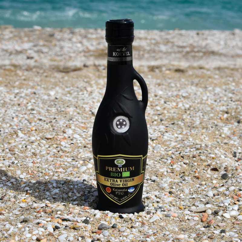 KORVEL Organic EVOO PDO Kalamata – Black Amphora 250 ml