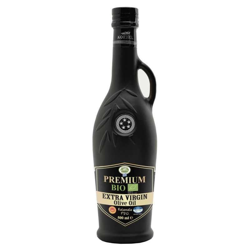 KORVEL Organic EVOO PDO Kalamata – Black Amphora 250 ml