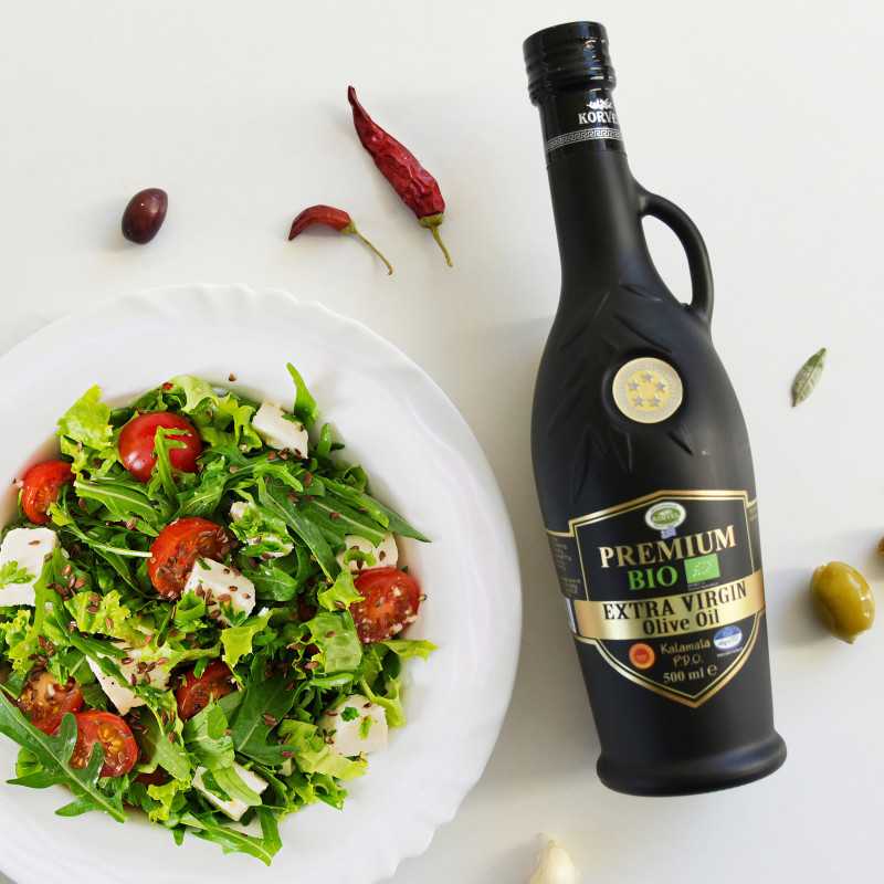 KORVEL Organic EVOO PDO Kalamata – Black Amphora 250 ml