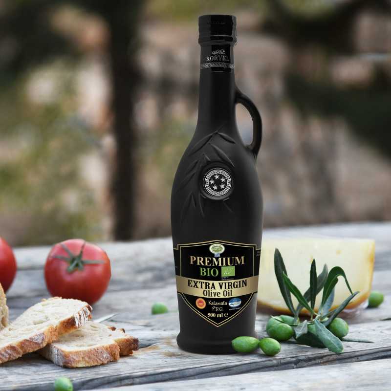 KORVEL Organic EVOO PDO Kalamata – Black Amphora 250 ml