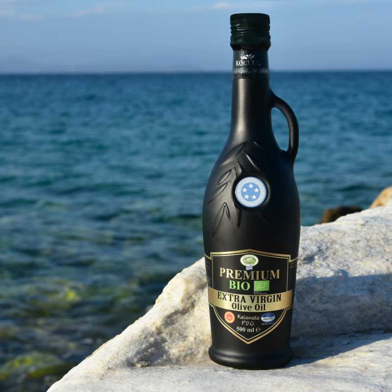 KORVEL Organic EVOO PDO Kalamata – Black Amphora 250 ml