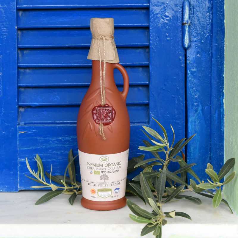 KORVEL Premium Polyphenolic EVOO – Clay Glass Bottle 500 ml