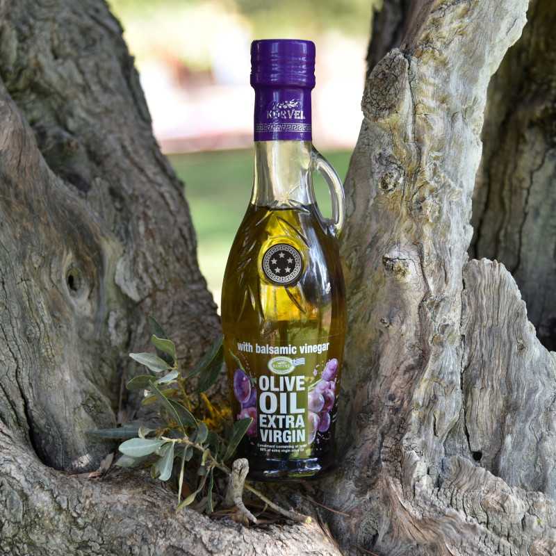 ΚΟΡΒΕΛ EVOO με Βαλσάμικο Ξίδι – Γυάλινο μπουκάλι Amphora 250 ml
