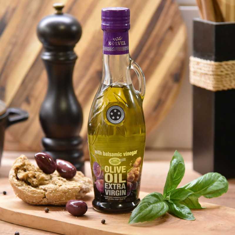 ΚΟΡΒΕΛ EVOO με Βαλσάμικο Ξίδι – Γυάλινο μπουκάλι Amphora 250 ml