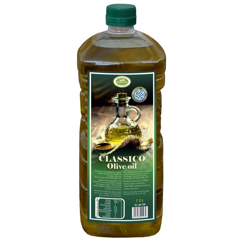 KORVEL Classic Olive Oil – 3L Plastic Bottle