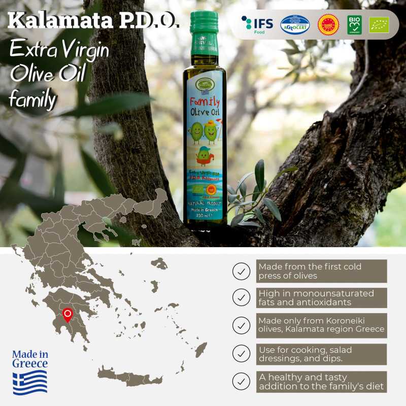 KORVEL BIO PDO Kalamata EVOO – Dorica Glass 250 ml